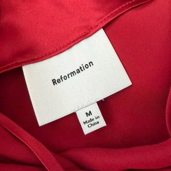 NEW Reformation Jeany Silk Long Dress Backless Formal Sangre Red | Size M - Picture 9 of 13